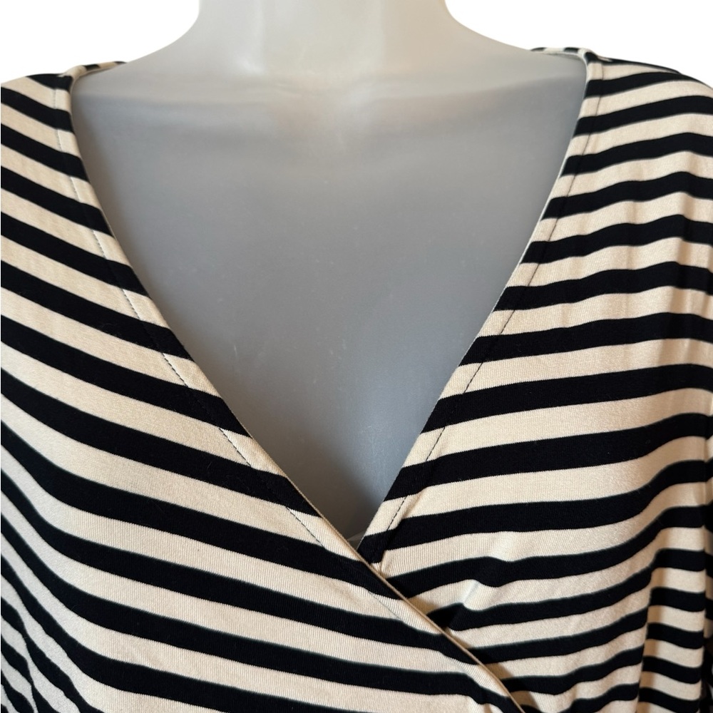 Banana Republic Black/Taupe mock Wrap Top XLARGE #V - Picture 2 of 7